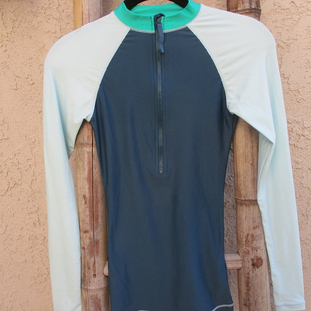 J CREW ~ RASH GUARD ~ XXS ~ COLOR BLOCK ~ ZIPPER